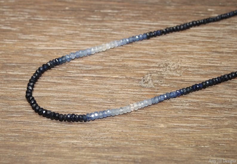 Blue Sapphire Ombre Necklace September Birthstone Sapphire Jewelry Gemstone Necklace Something Blue Shaded