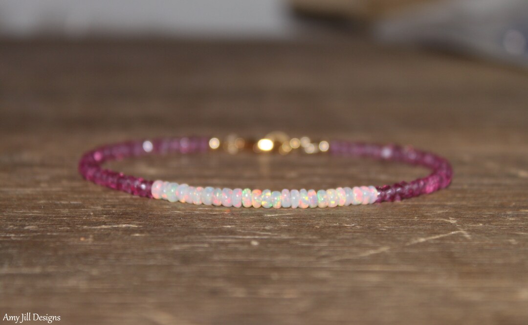 Pink Quartz and Eithopian Opal Bracelet Opal Jewelry Welo - Etsy
