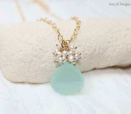•NYX• aqua chalcedony + gold necklace (18