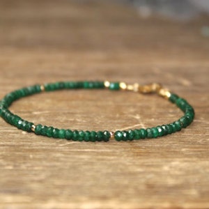 Emerald Bracelet, Emerald Jewelry, May Birthstone, Stacking, Gemstone Jewelry, Gold or Sterling Silver Beads