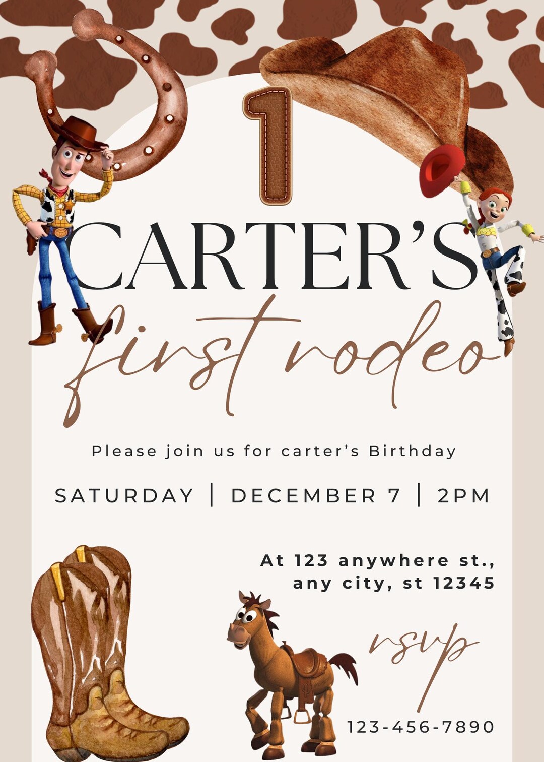 Woody First Rodeo Invite Woody First Rodeo Birthday Invite, Toy Story, Jessie, Instant Download ...