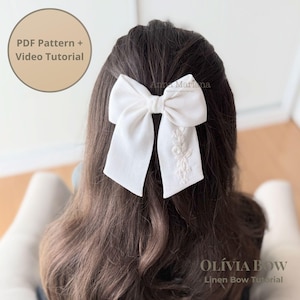 Olivia Linen Bow Tutorial — PDF Pattern + Video Tutorial (English & Spanish)