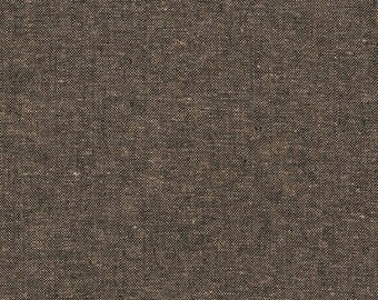 E064-1136 Espresso Brown from Essex Yarn Dyed Linen Blend Fabric by Robert Kaufman - 1 yard