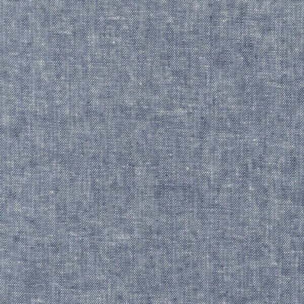 E064-1178 INDIGO de Robert Kaufman, tissu mélangé lin bleu teint en fil Essex - 1 mètre