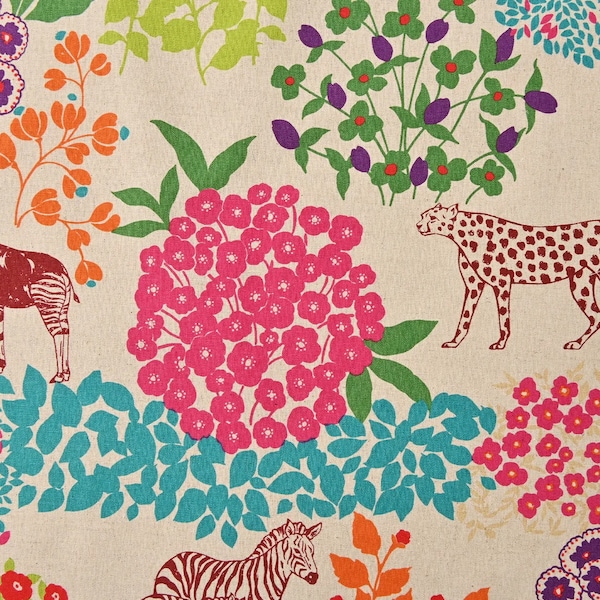 1 Yard Echino Safari Animal Motif, KOKKA  echino Bond Canvas EKX-90300-300A