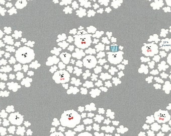 1 yard Cotton Canvas Japanese Kawaii Popcorn Dogs in Gray, Kobayashi kts6615