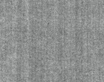 Gray Herringbone Fabric Shetland Flannel Herringbone Fabric in Grey by Robert Kaufman Fabrics - 1 Yard