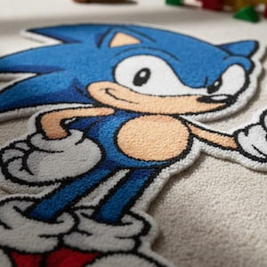 Alfombra Sonic tejida a mano – Alfombra de lana de anime personalizada