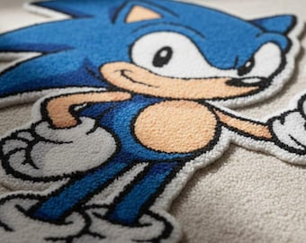 Alfombra Sonic tejida a mano – Alfombra de lana de anime personalizada