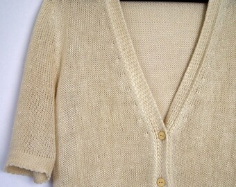 Tussah Seidenstrickjacke, Ivory Sommerstrick