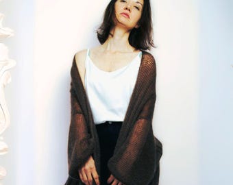Grobstrick Schiere Cardigan Maxi lang