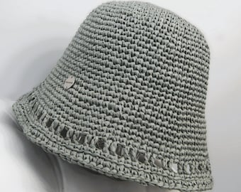 Handgemachte Häkeln Raffia Fischer Hut: Sommer Sonnenhut