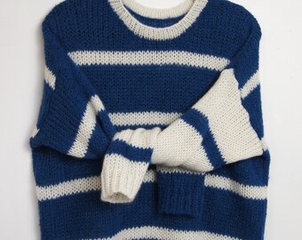 Gestreifter Mohair Pullover. Einzigartiger Pullover