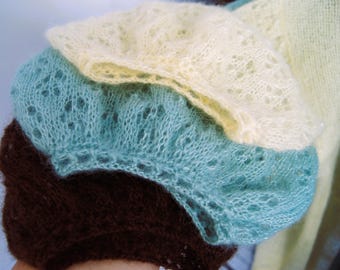 Handgestrickte Mohairjacke: Puffige Spitzenärmel, italienisches Garn
