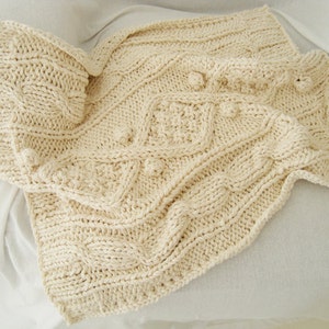 KNITTING PATTERN for cotton chunky cable knit baby blanket image 3