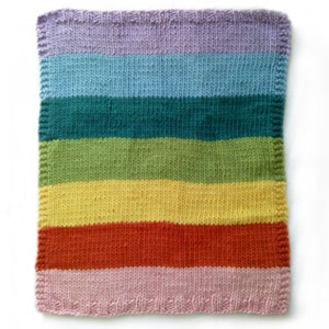 KNITTING KIT: Baby Rainbow Blanket Knitting Kit. Merino. Easy Knit image 4