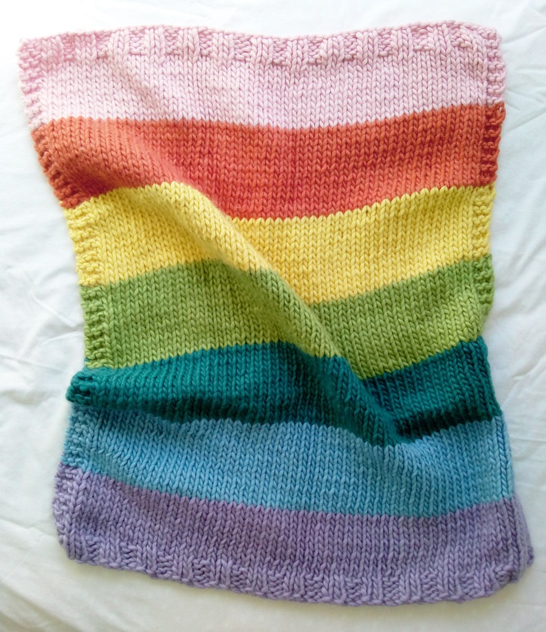 KNITTING KIT: Baby Rainbow Blanket Knitting Kit. Merino. Easy Knit image 3