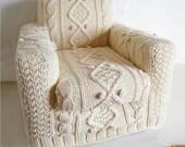 funda sillón crema aran de tejido a mano
