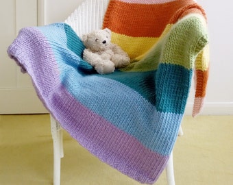 KNITTING KIT: Bigger Rainbow Blanket Knitting Kit. Merino. Easy Knit