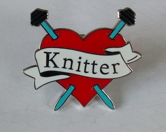 Knitter enamel badge. Gift for knitters!