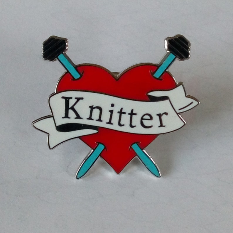 Knitter enamel badge. Gift for knitters image 1