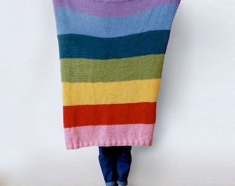 KNITTING PATTERN: Bigger Rainbow Blanket Knitting Pattern. Merino. Easy Knit