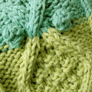 KNITTING PATTERN for Rainbow Baby Blanket hand knitted in traditional aran pattern with a modern twist. image 6