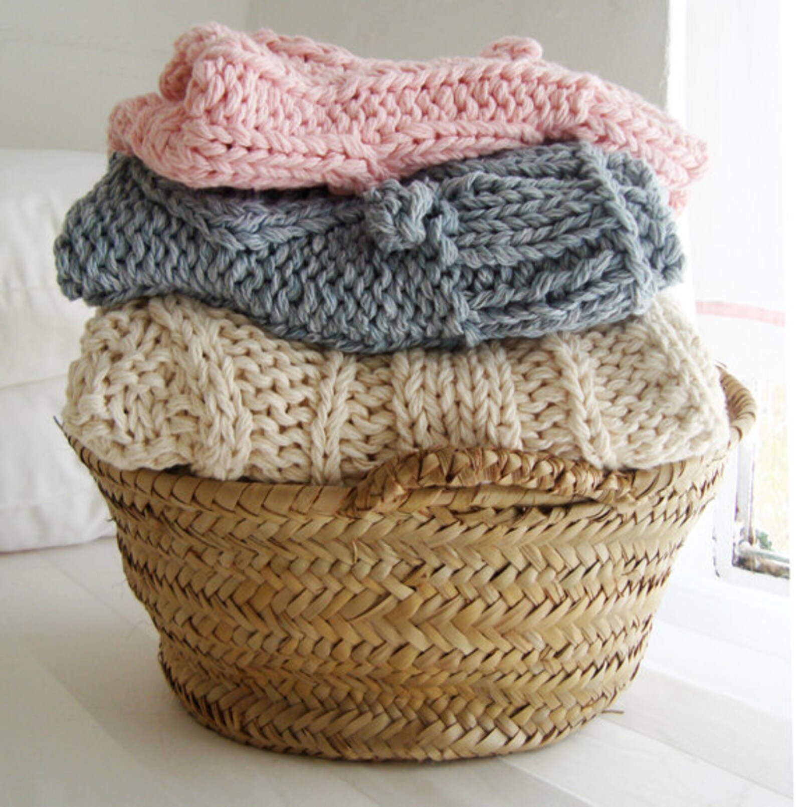 KNITTING PATTERN for Cotton Chunky Cable Knit Baby Blanket Etsy