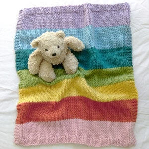 KNITTING KIT: Baby Rainbow Blanket Knitting Kit. Merino. Easy Knit image 9