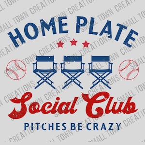 Home Plate Social Club Baseball PNG - Digital Download - DTF - Sublimation - PNG - Bild - Sport
