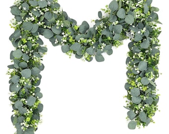 Artificial Eucalyptus Garland with Baby's Breath | Resin Hanging Vine