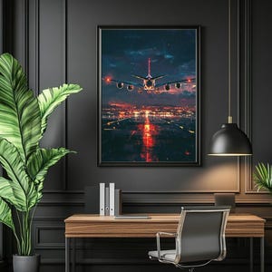 Airplane Landing Digital Printable Wall Art.