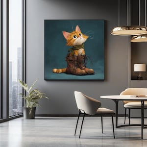 Puss In Boots Painting Digital Wall Art.