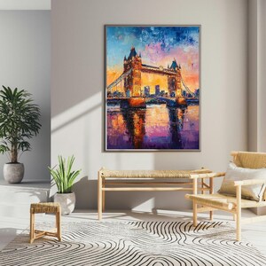London Bridge Painting Digital Printable Wall Art.