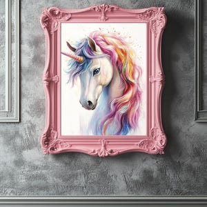 Unicorn Painting Digital Printable Wall Art.