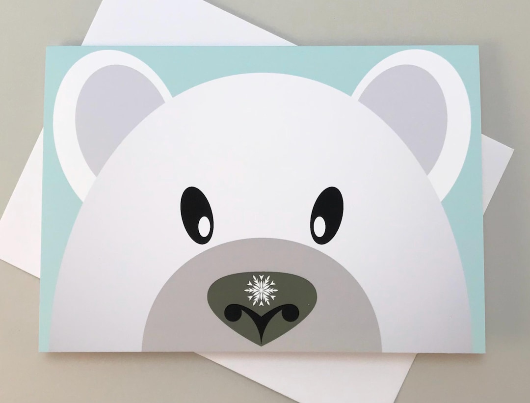 Curious Polar Bear Greeting Card - Winter Love - Animal Antics - Etsy