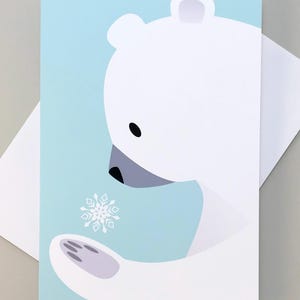 Whimsical Snowflake Bear Card - Winter Wonderland - Unique Greeting Card