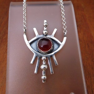 Silver eye necklace Carnelian amulet evil eye image 5