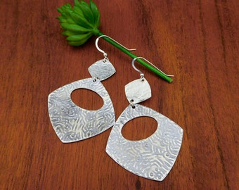 Bold boho dangle earrings-  sterling silver  - bohemian style - handmade