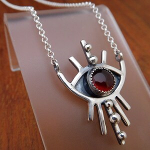 Silver eye necklace Carnelian amulet evil eye image 7