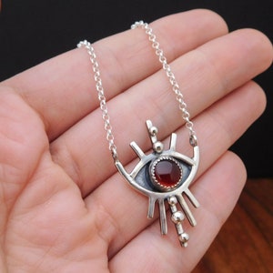 Silver eye necklace Carnelian amulet evil eye image 6