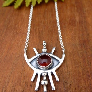 Silver eye necklace Carnelian amulet evil eye image 3