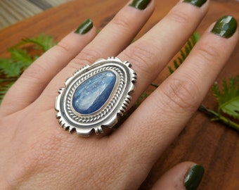 Kyanite ring - size 7 - sterling silver - southwestern boho style jewelry