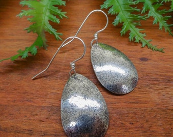 Hammer texture Dangle earrings #2-  sterling silver  - bohemian style - handmade