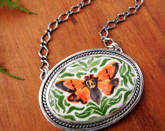 Cicada Pendant - Glass enamel sterling silver