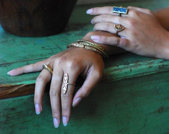 Solid Brass Long Menhir Ring