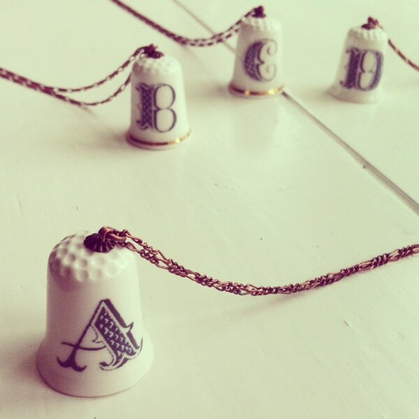 StayGoldMaryRose - Vintage Willow Letter Thimble Necklace with Antique Copper Chain and Lobster Clasp.
