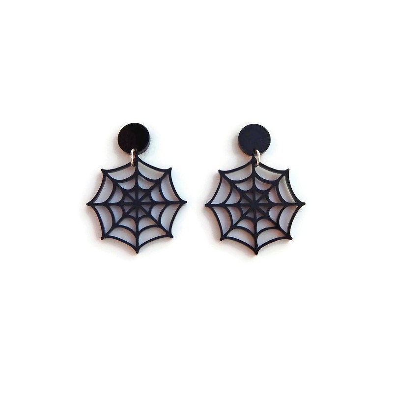 Black Spiderweb Earrings Retro Acrylic Dangle Earrings | Etsy