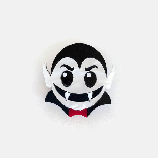 Handmade Acrylic Vampire Brooch, Spooky Halloween Pin