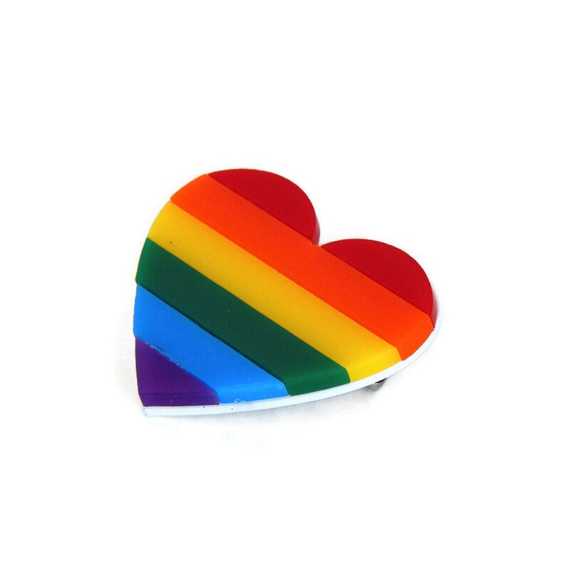 Rainbow Heart Brooch, Pride Rainbow Brooch Pin, Laser Cut Acrylic Brooch, LGBTQ Jewelry, Rainbow Flag Pride Pin image 3